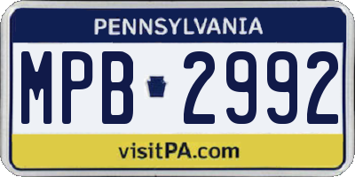 PA license plate MPB2992
