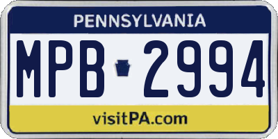 PA license plate MPB2994
