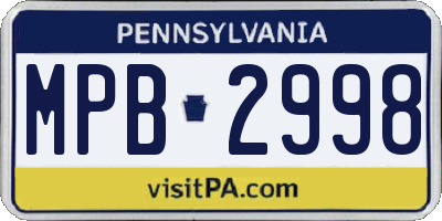 PA license plate MPB2998
