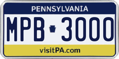 PA license plate MPB3000