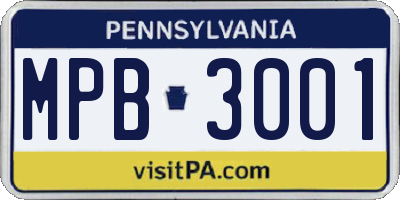 PA license plate MPB3001