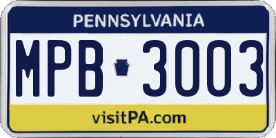 PA license plate MPB3003