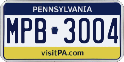PA license plate MPB3004