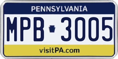 PA license plate MPB3005