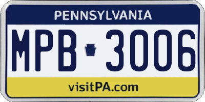 PA license plate MPB3006