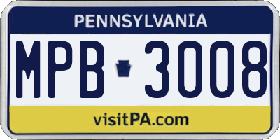 PA license plate MPB3008