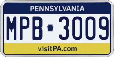 PA license plate MPB3009
