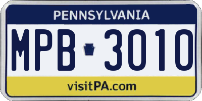 PA license plate MPB3010