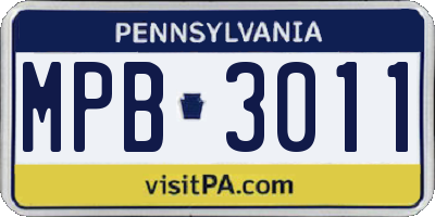 PA license plate MPB3011