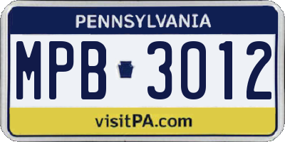 PA license plate MPB3012