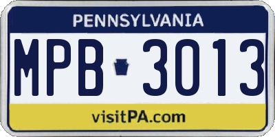 PA license plate MPB3013