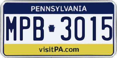 PA license plate MPB3015