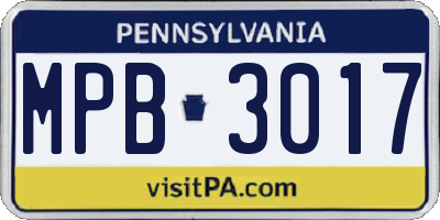 PA license plate MPB3017
