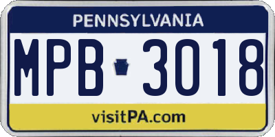 PA license plate MPB3018