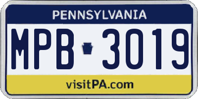 PA license plate MPB3019