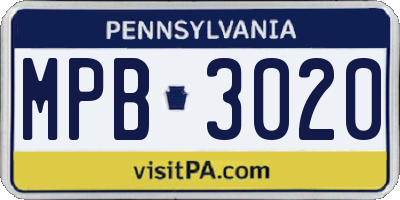 PA license plate MPB3020