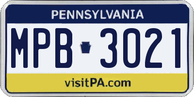PA license plate MPB3021