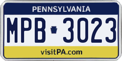 PA license plate MPB3023