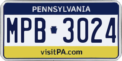 PA license plate MPB3024