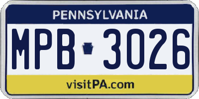 PA license plate MPB3026