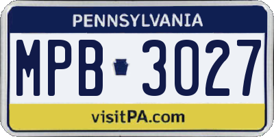 PA license plate MPB3027