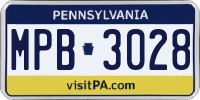 PA license plate MPB3028