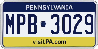 PA license plate MPB3029