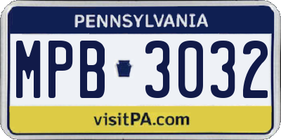PA license plate MPB3032