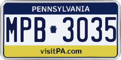 PA license plate MPB3035