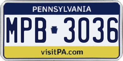 PA license plate MPB3036