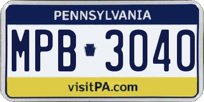 PA license plate MPB3040