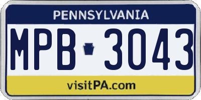 PA license plate MPB3043