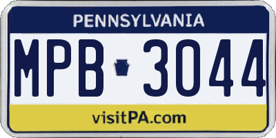 PA license plate MPB3044