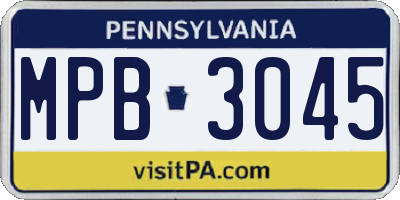 PA license plate MPB3045