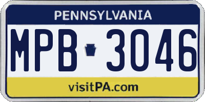 PA license plate MPB3046