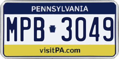 PA license plate MPB3049