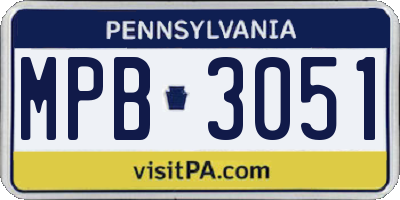 PA license plate MPB3051