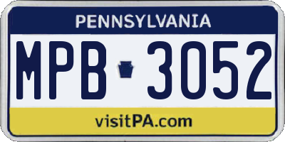 PA license plate MPB3052