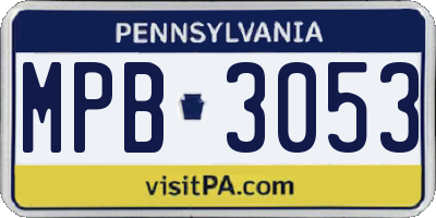 PA license plate MPB3053