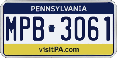 PA license plate MPB3061