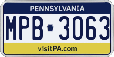 PA license plate MPB3063