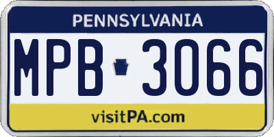 PA license plate MPB3066