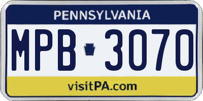 PA license plate MPB3070