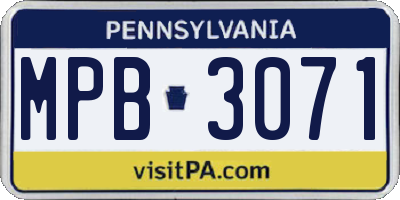 PA license plate MPB3071