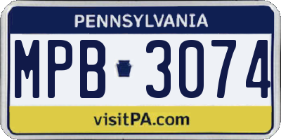 PA license plate MPB3074