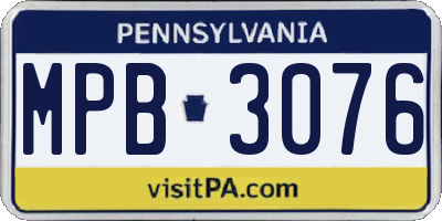 PA license plate MPB3076