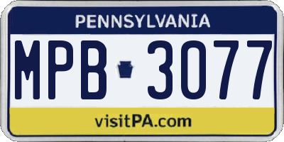 PA license plate MPB3077
