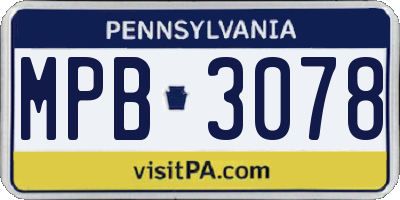 PA license plate MPB3078