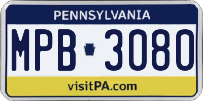 PA license plate MPB3080