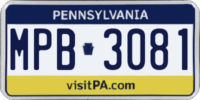 PA license plate MPB3081
